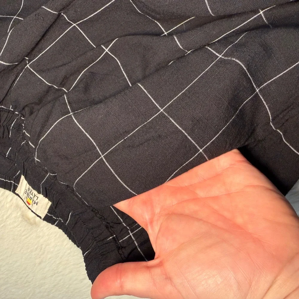 Marine Layer Allison Pant Black White Windowpane Grid Elastic Waist‎ Small